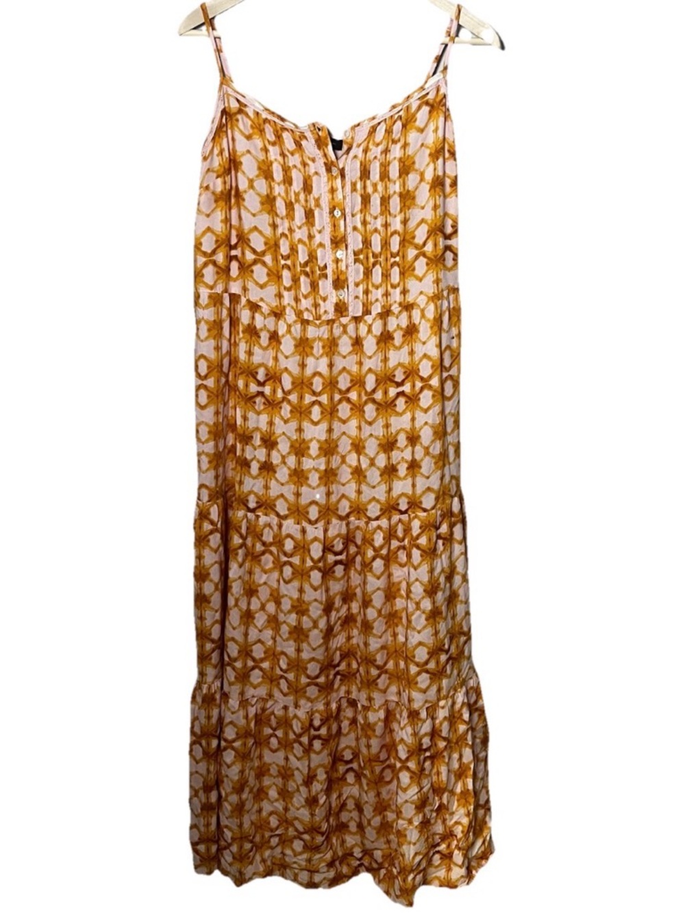 Jessica Simpson Adele Sunset Blast Tiered Maxi Dress Size L Boho Flowy Vacation